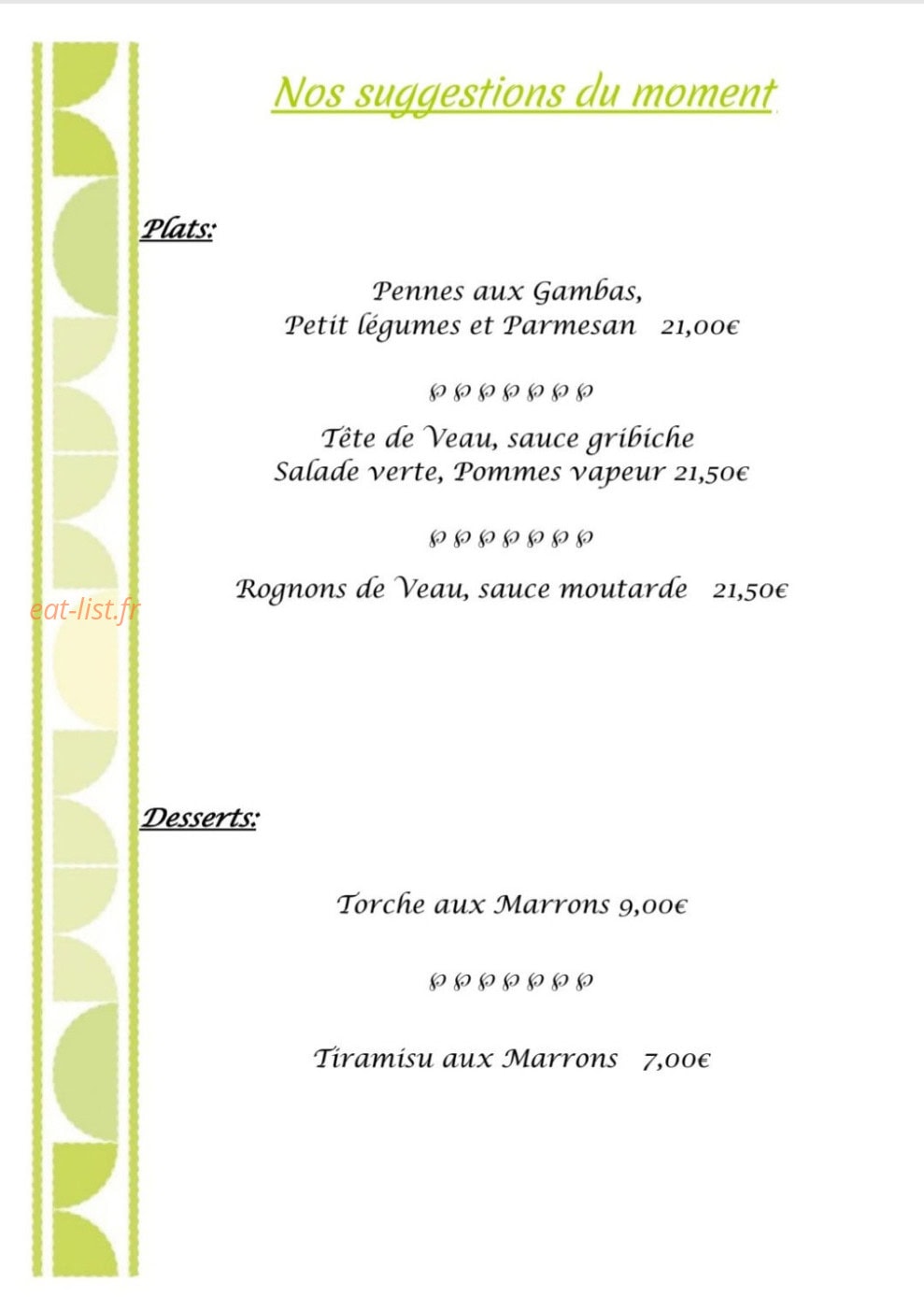 La bonne table — carte page 2