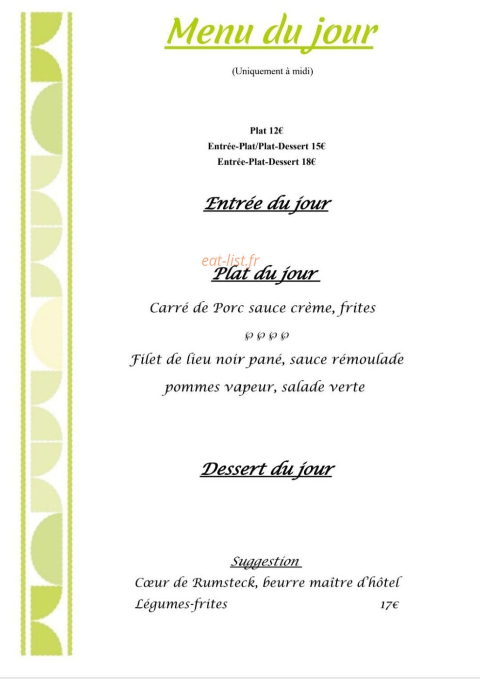 La bonne table — carte page 1