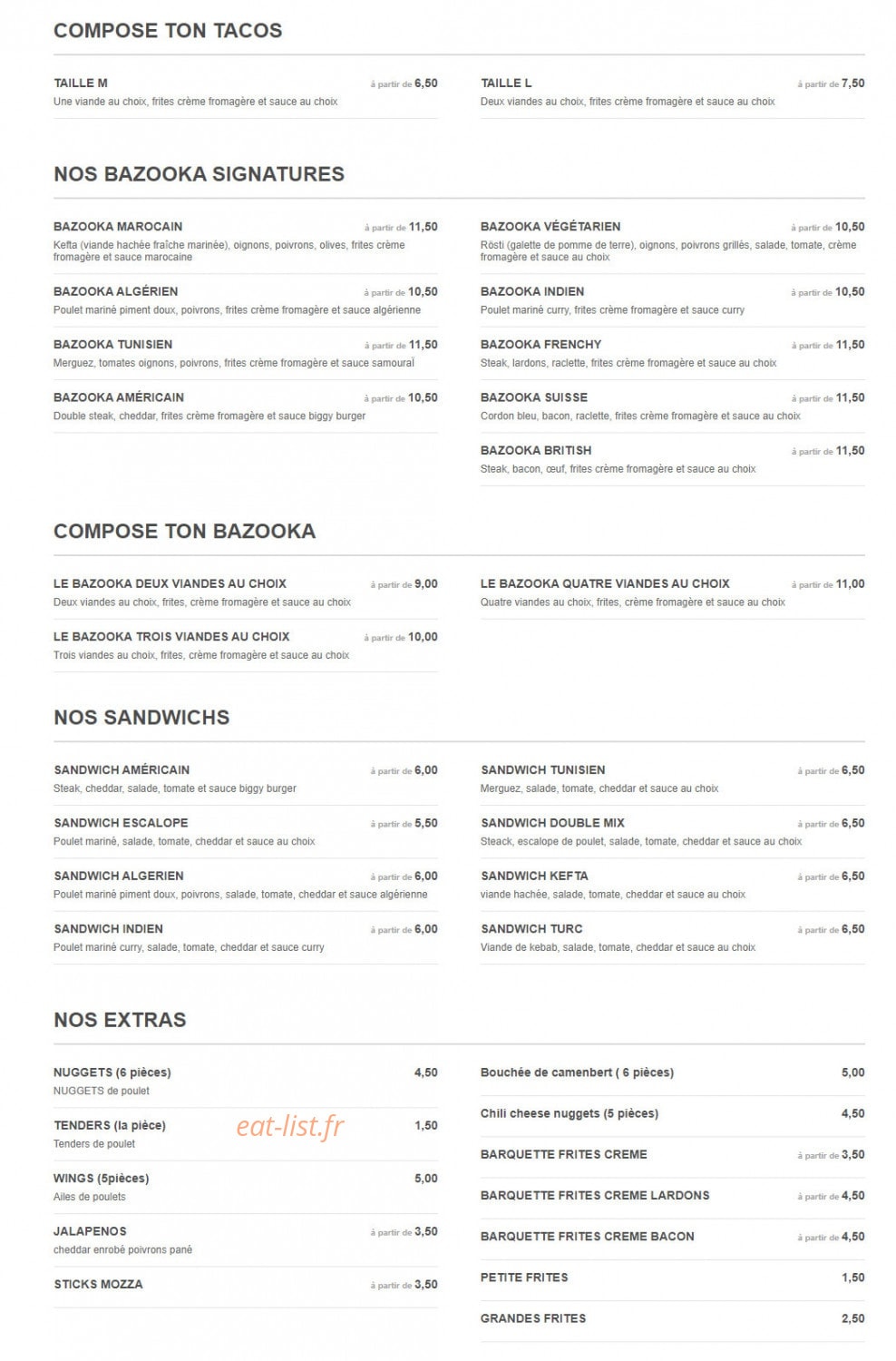 H'Burger — carte page 4