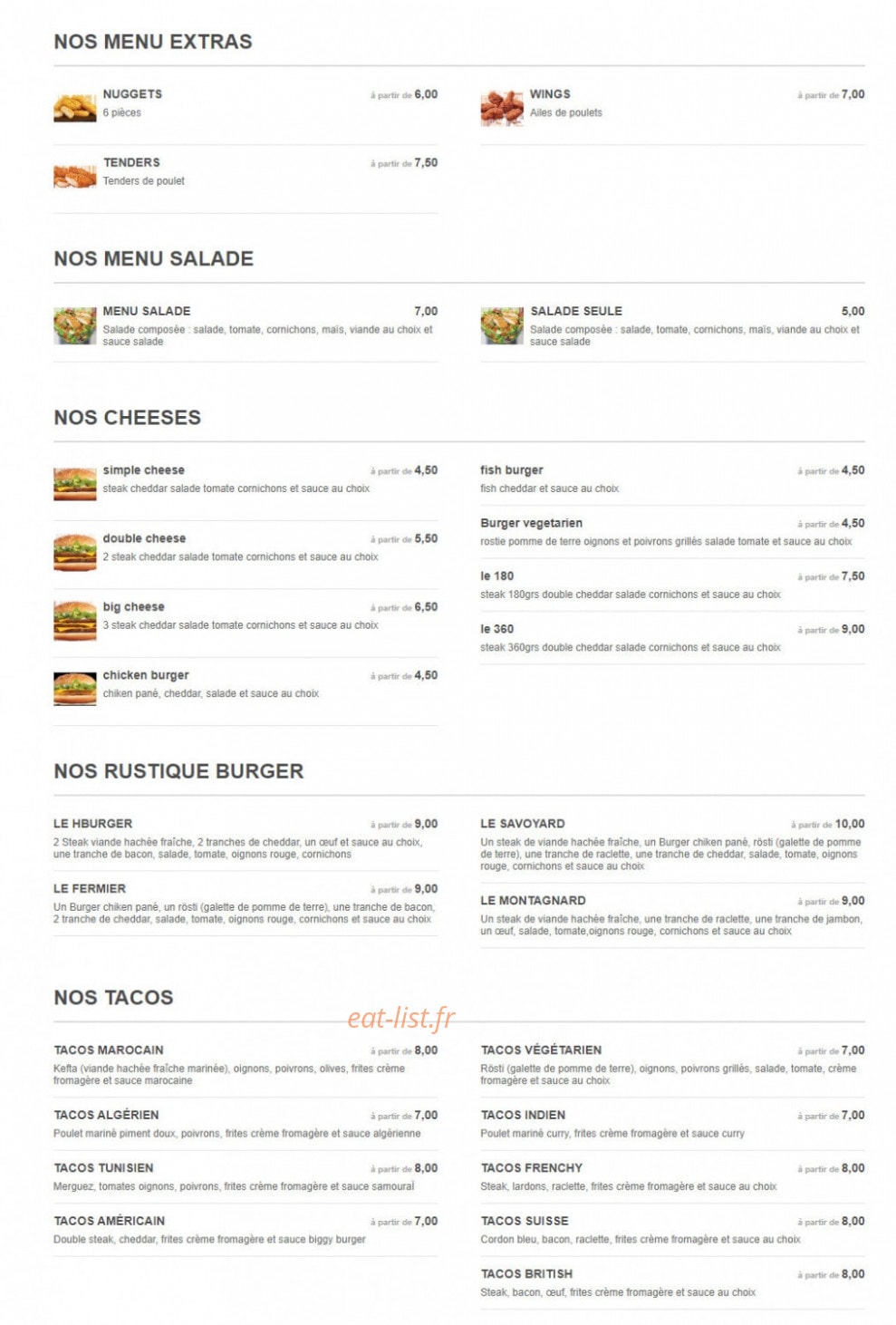 H'Burger — carte page 3