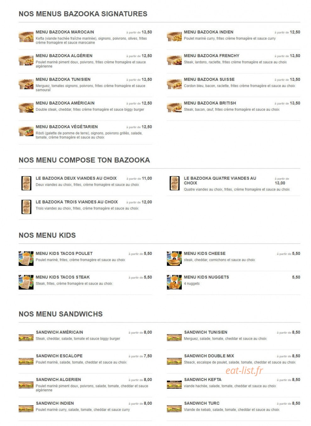 H'Burger — carte page 2