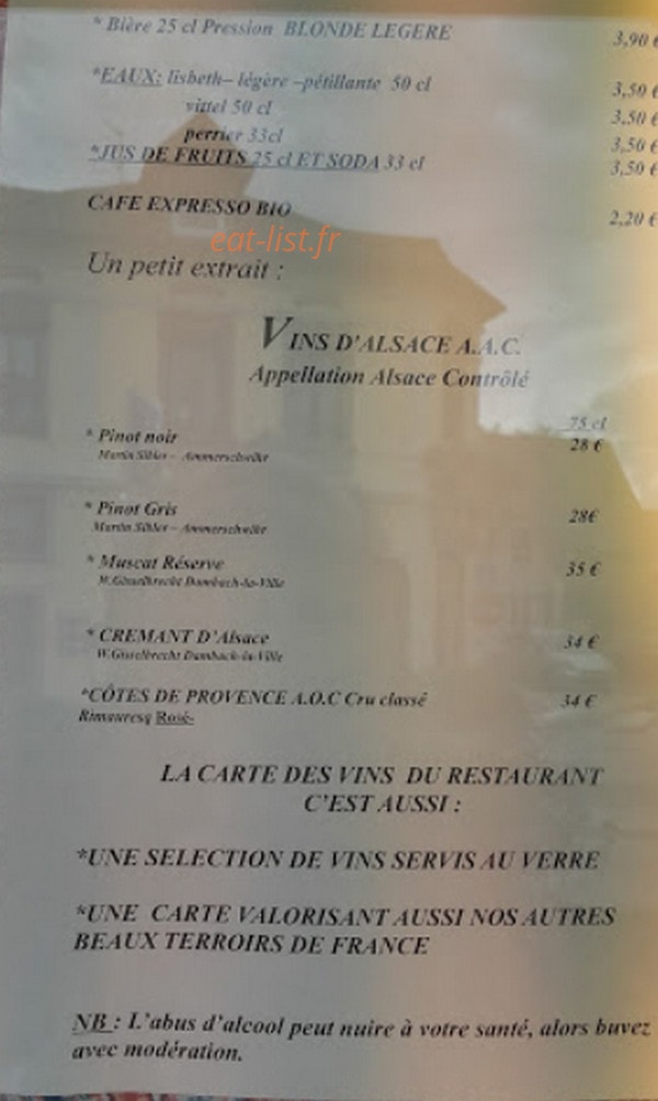 Restaurant Au Raisin — carte page 2