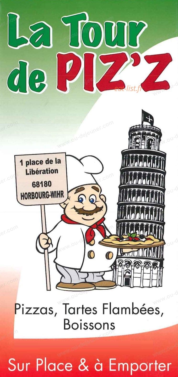 Carte et menu La Tour de Piz'z Horbourg Wihr