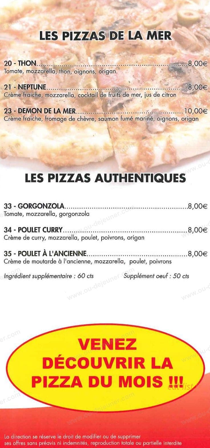 Carte et menu de La Tour de Piz'z à Horbourg Wihr — Les pizzas suite