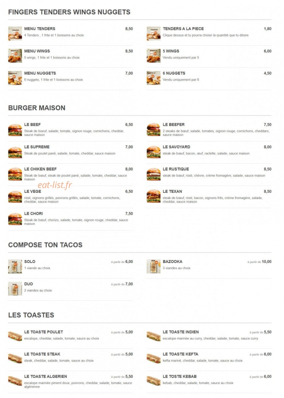 Ansa food — carte page 3