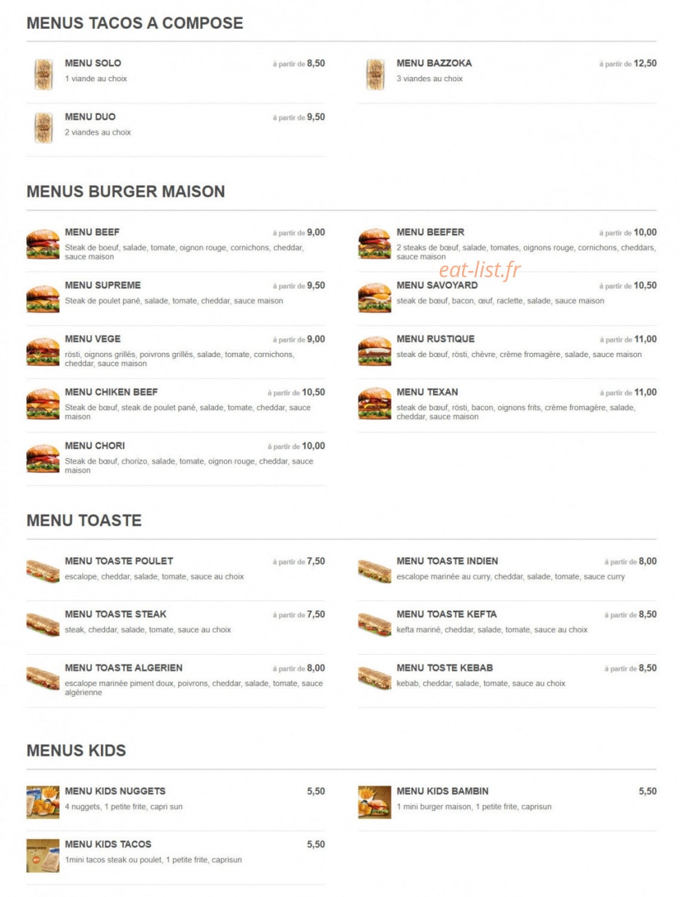 Ansa food — carte page 2