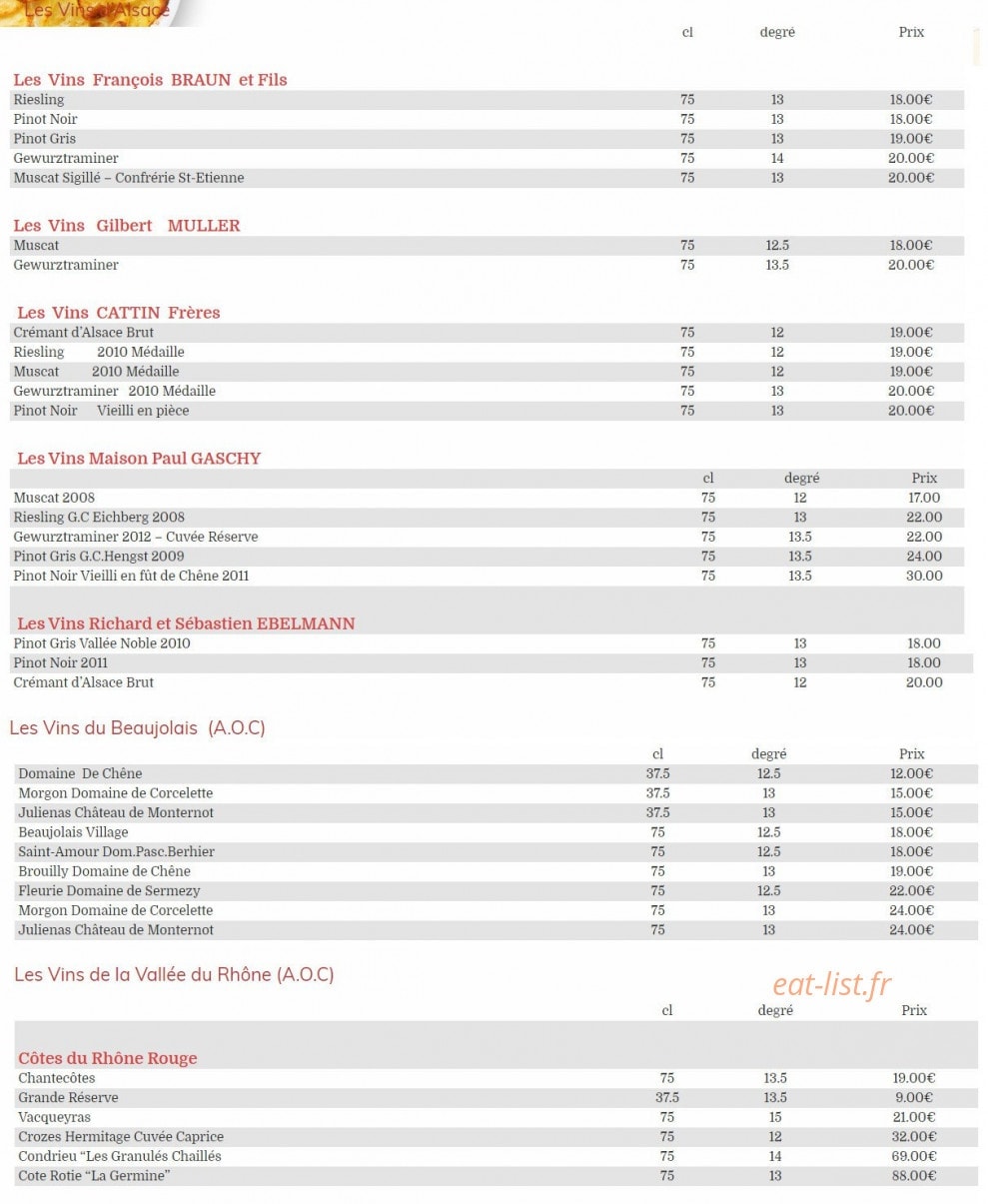 Au Boeuf Rouge — carte page 3