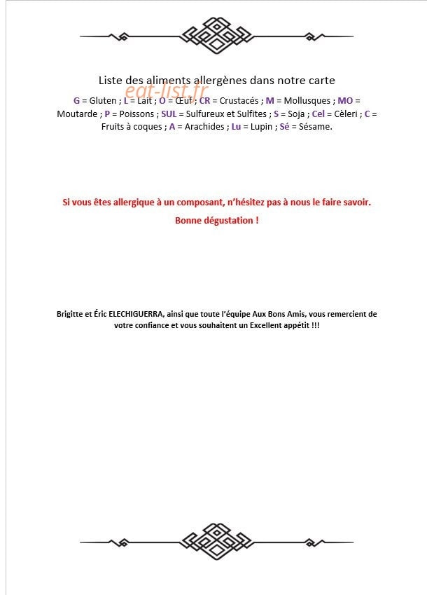 Aux Bons Amis — carte page 4