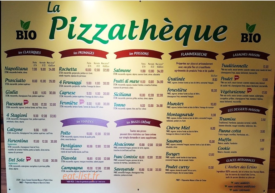 La Pizzathèque — carte page 1