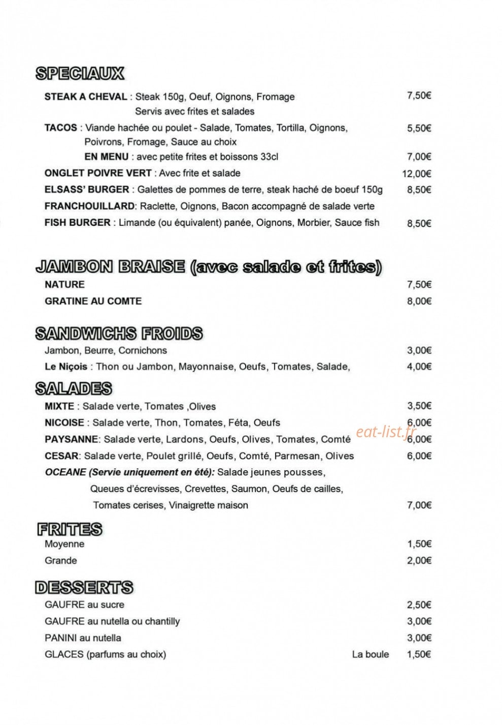 Snack Chez Coco — carte page 2