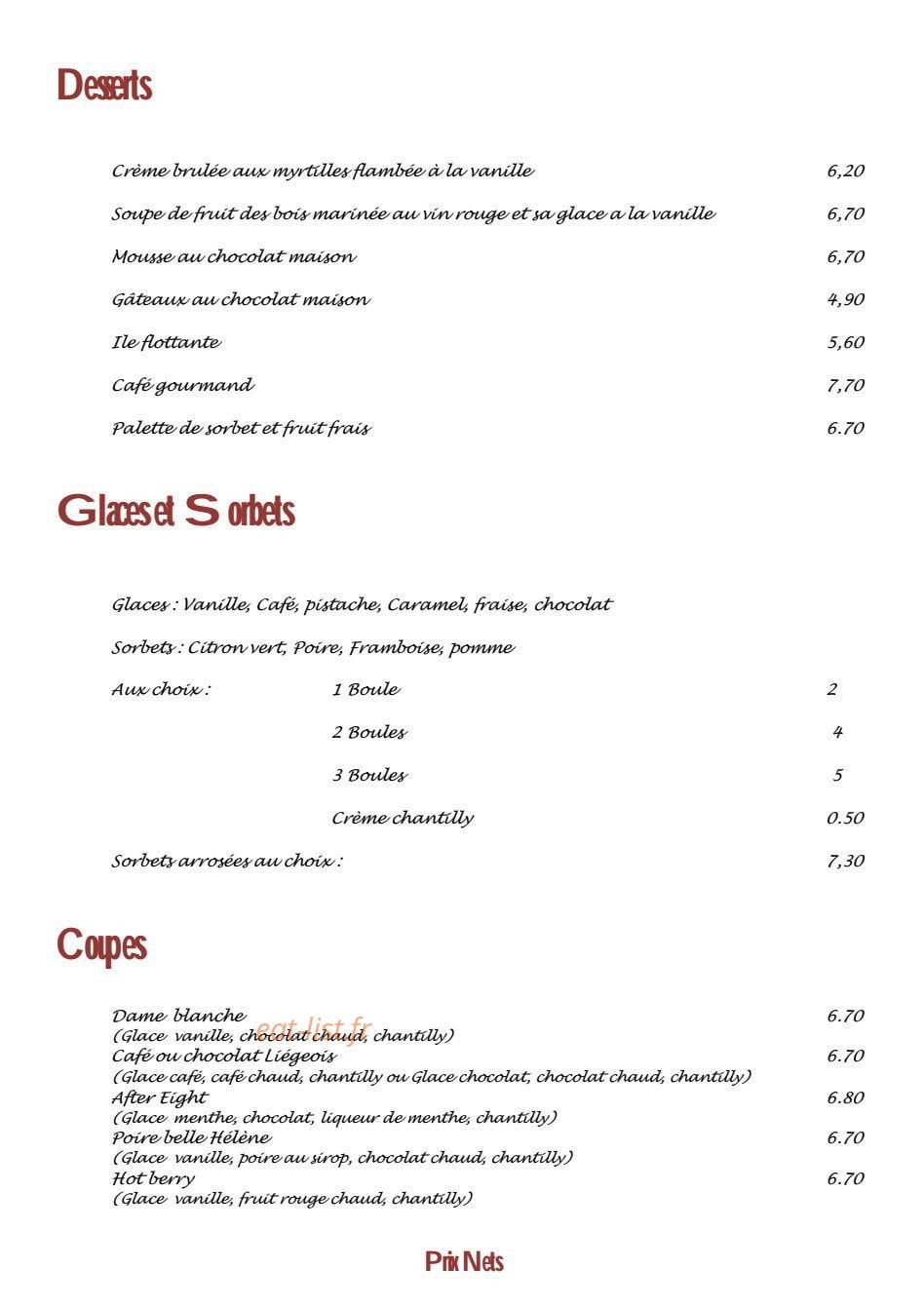 Auberge Saint Léonard — carte page 5