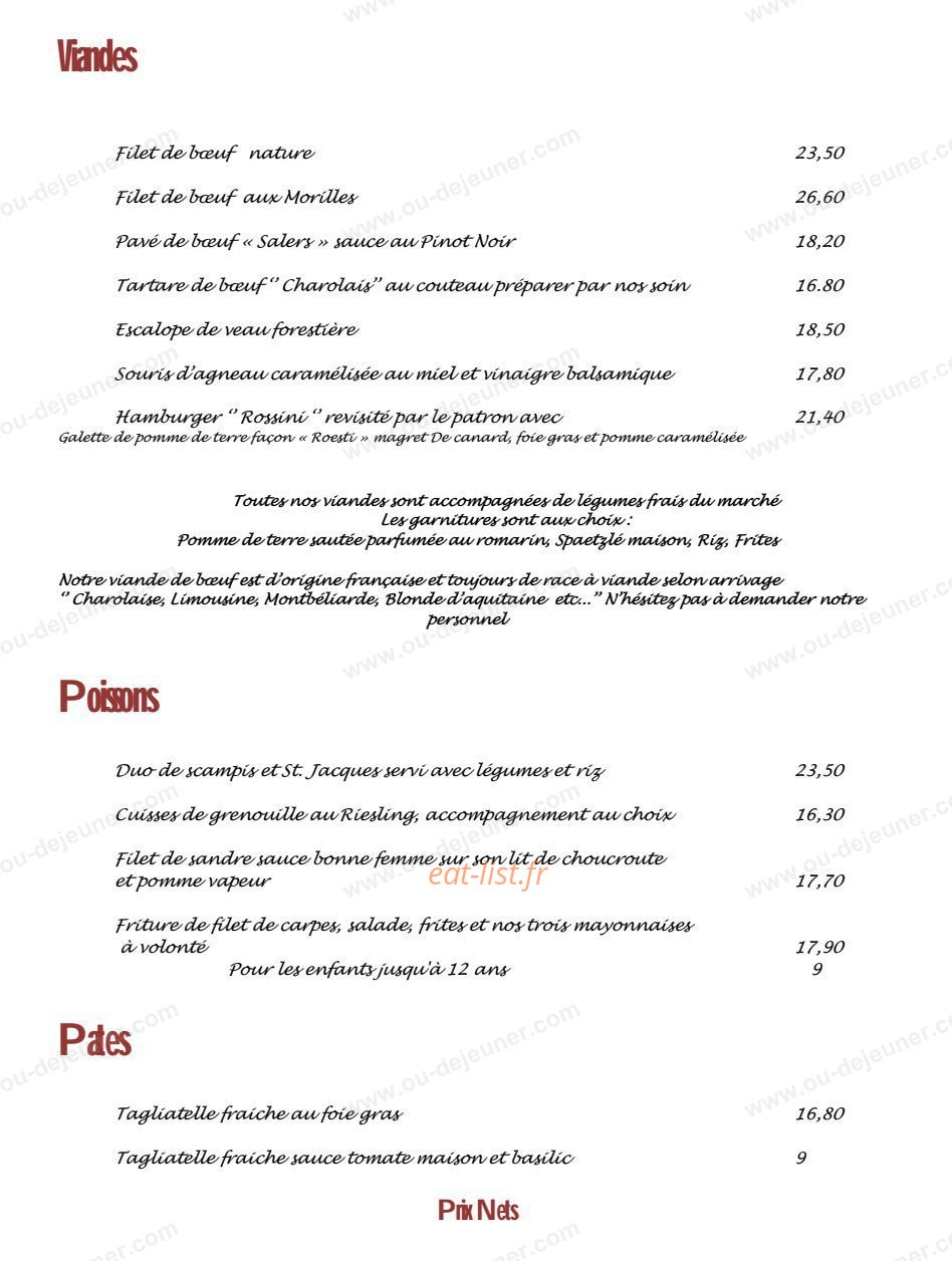 Auberge Saint Léonard — carte page 3