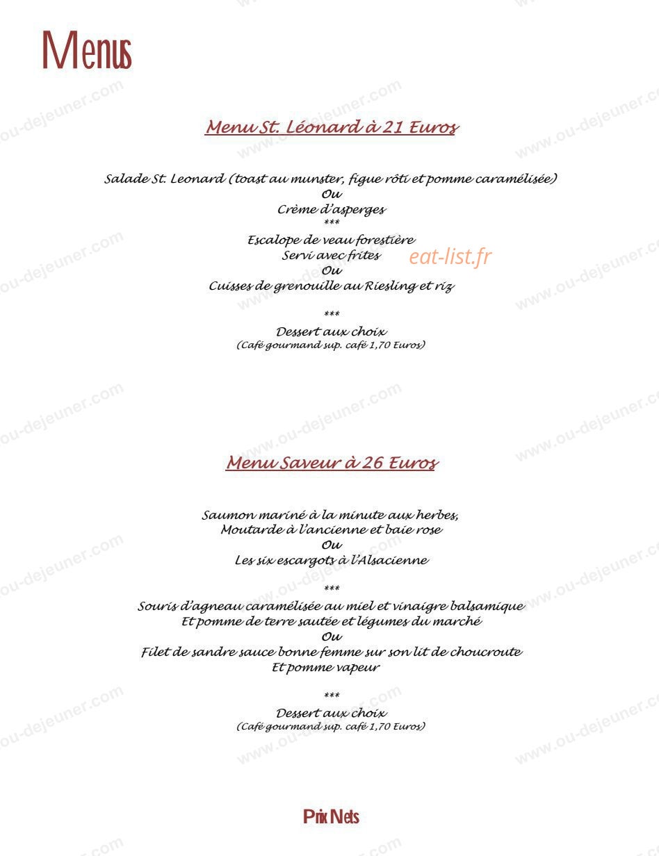 Auberge Saint Léonard — carte page 4