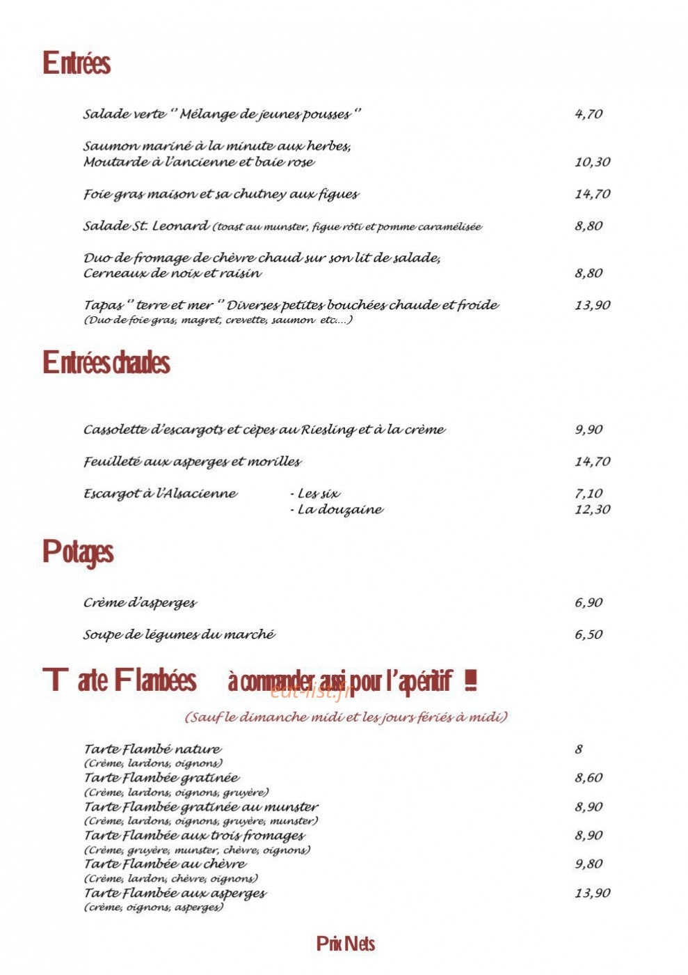 Auberge Saint Léonard — carte page 2