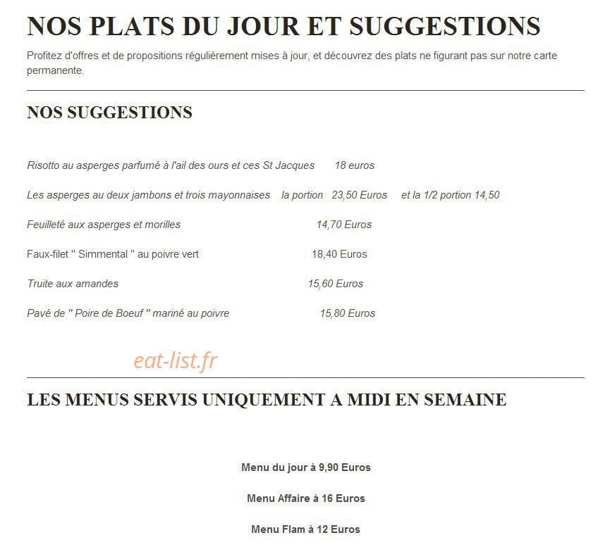 Auberge Saint Léonard — carte page 1