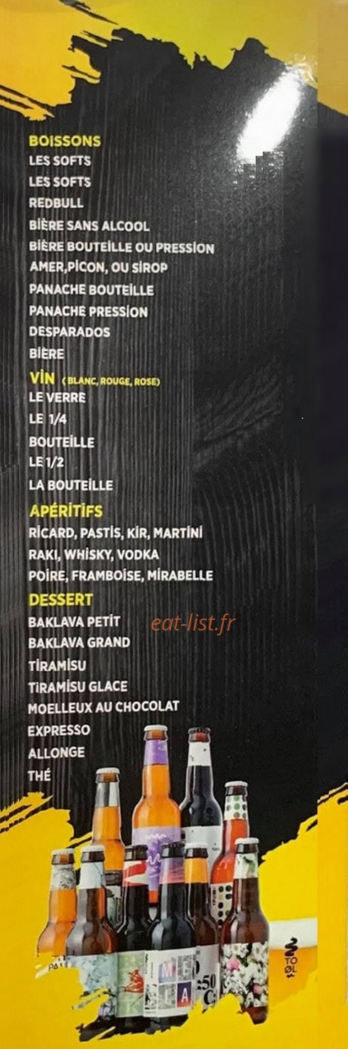 Carte et menu de Dayi à Dannemarie — Boissons et desserts