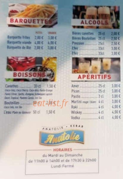 Kebab By Anatolie — carte page 2