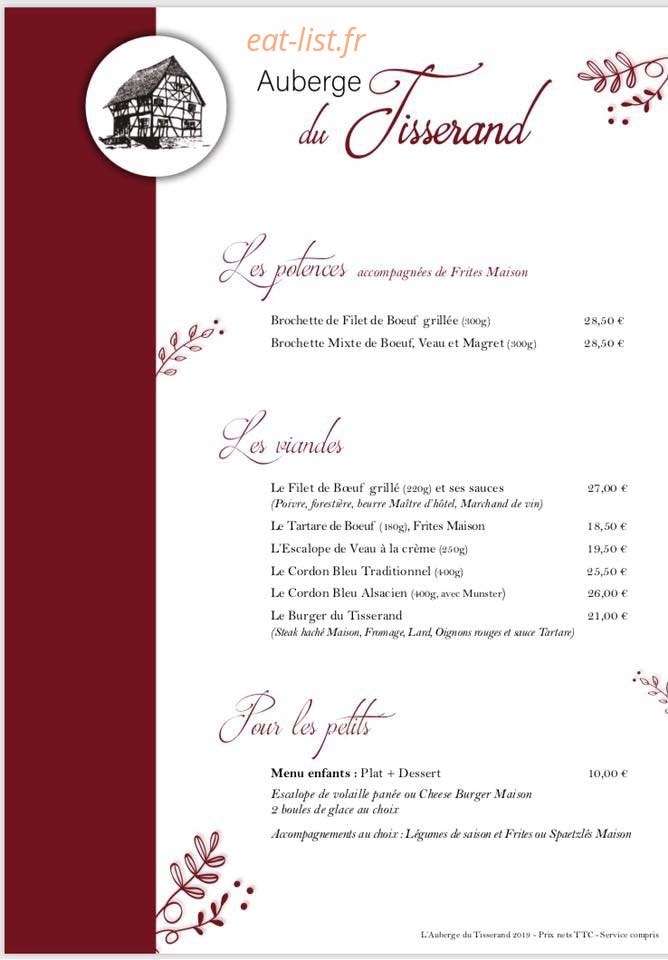 Auberge du Tisserand — carte page 3