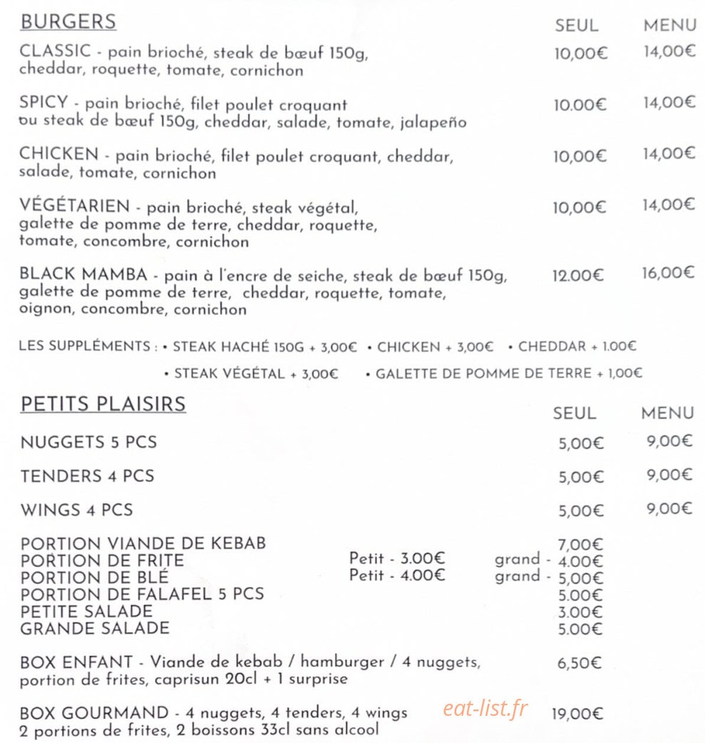 Carte et menu de O'KTB à Hagenthal le Bas — Menu 1