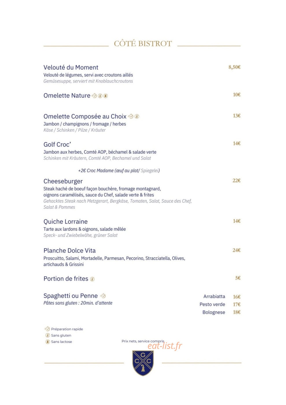 Restaurant Golf & Country Club Basel — carte page 6