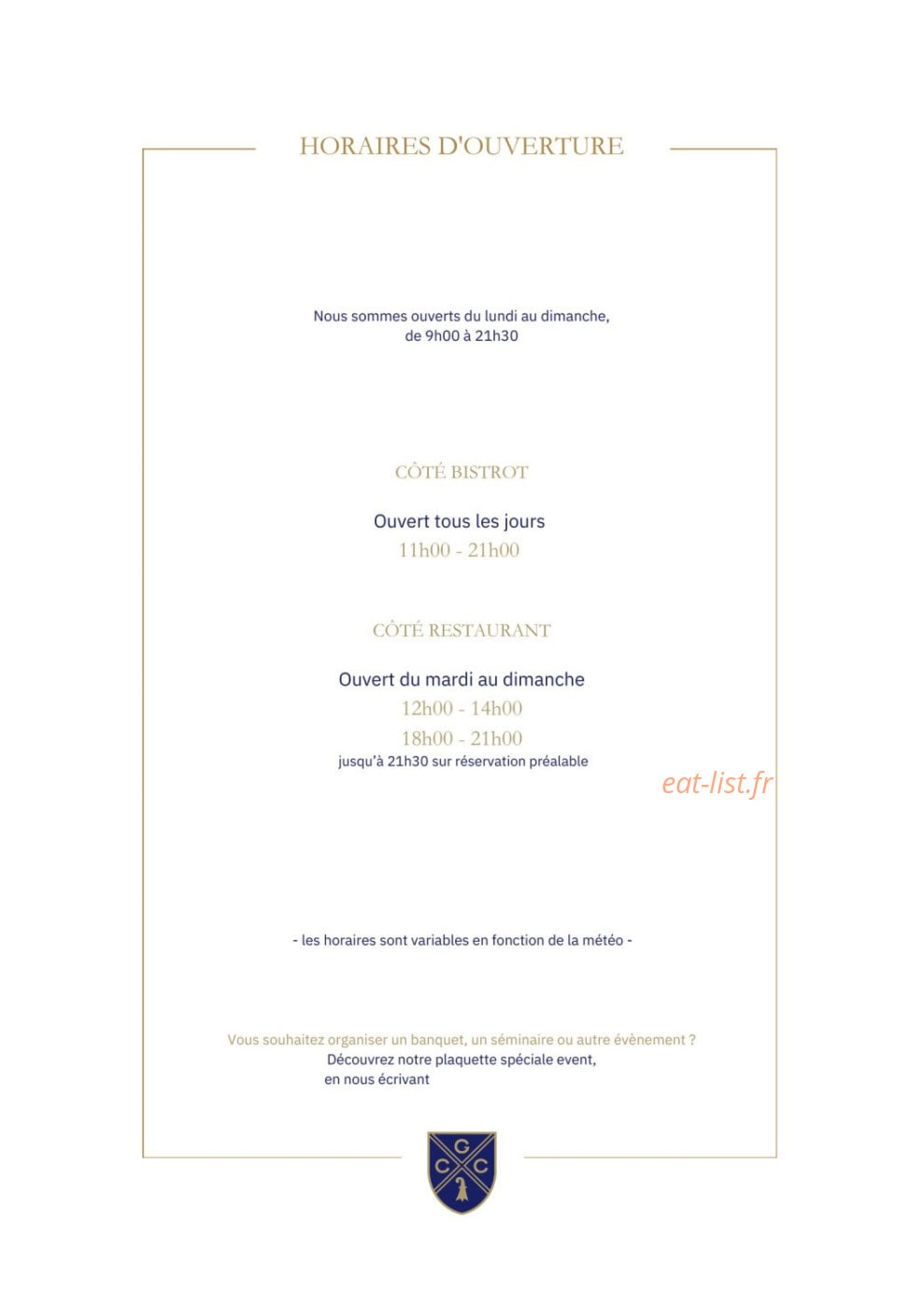 Restaurant Golf & Country Club Basel — carte page 1