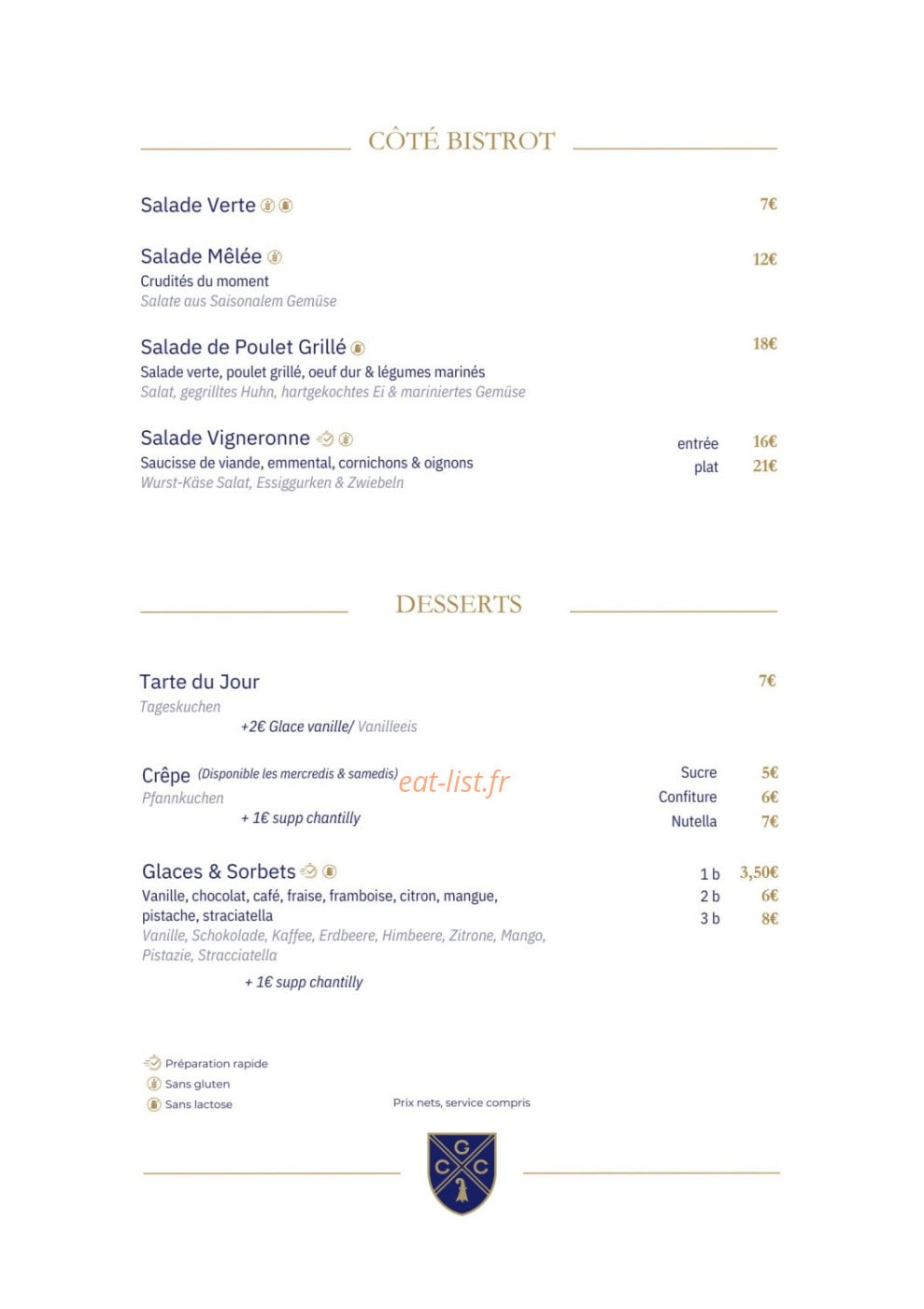 Restaurant Golf & Country Club Basel — carte page 7