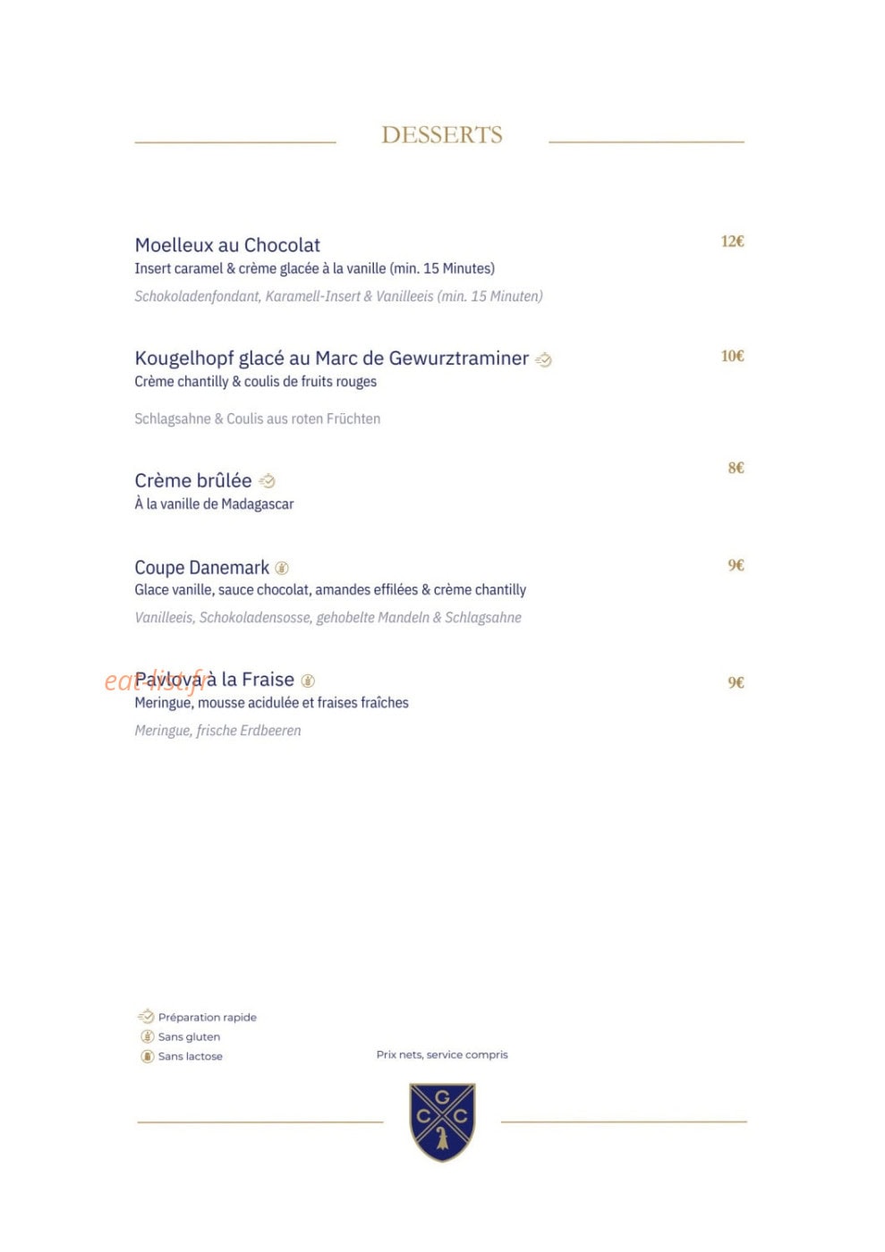 Restaurant Golf & Country Club Basel — carte page 5