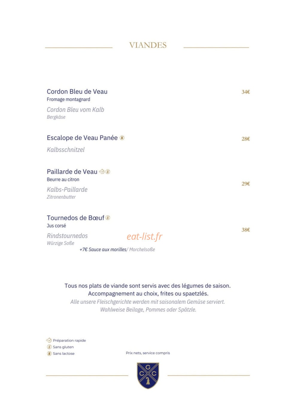 Restaurant Golf & Country Club Basel — carte page 4