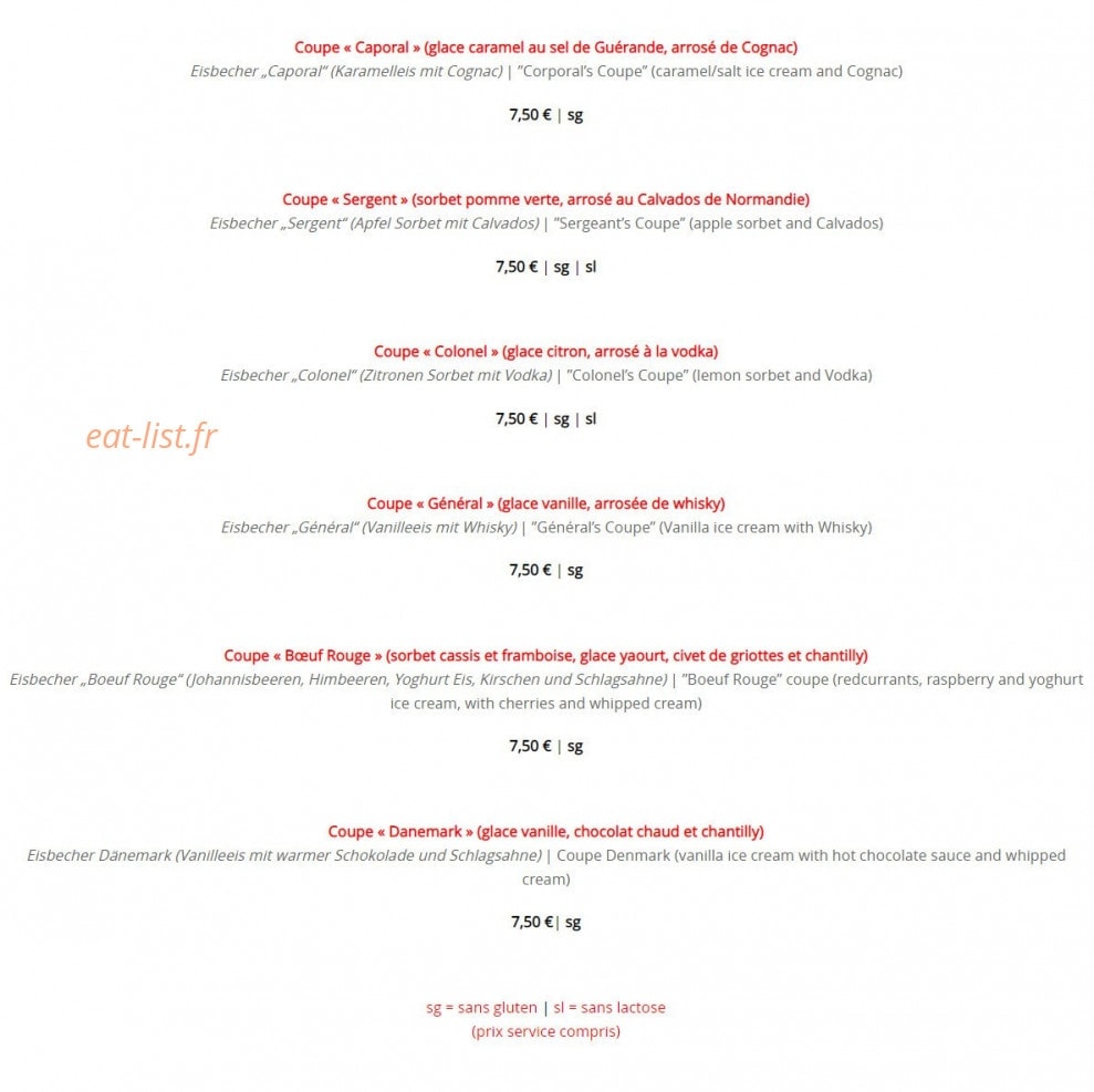 Au Boeuf Rouge — carte page 6