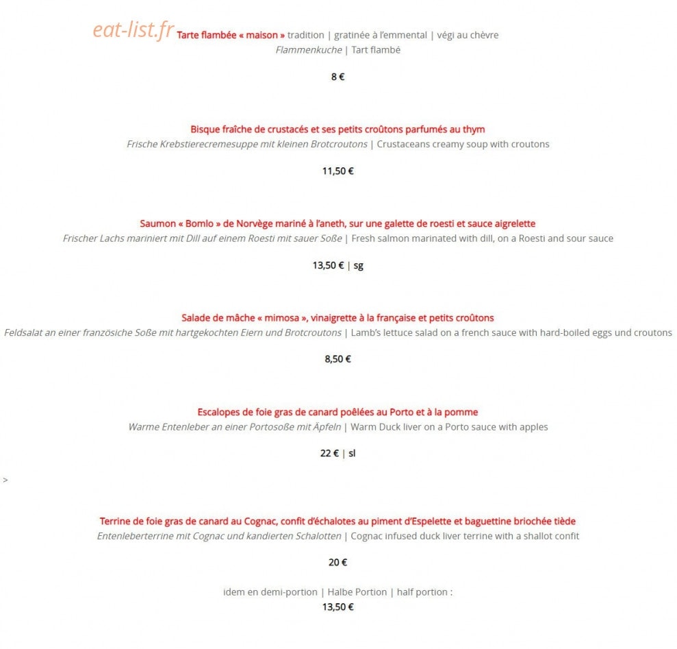 Au Boeuf Rouge — carte page 2