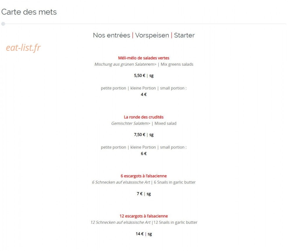 Au Boeuf Rouge — carte page 1