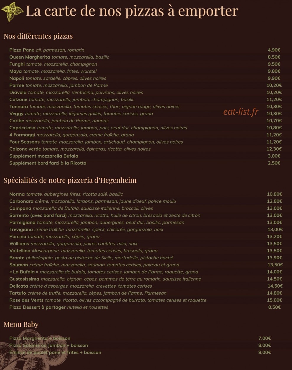 La Bufala — carte page 1
