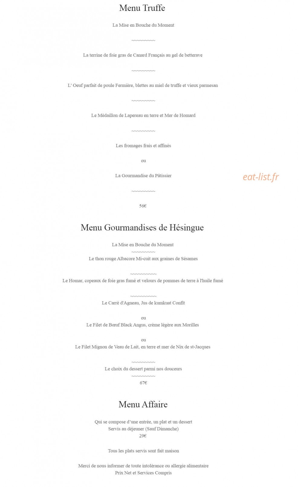 Au Boeuf Noir — carte page 2