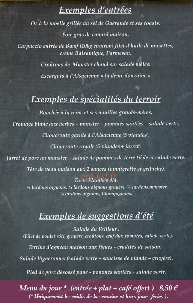 L'Auberge du Veilleur — carte page 1