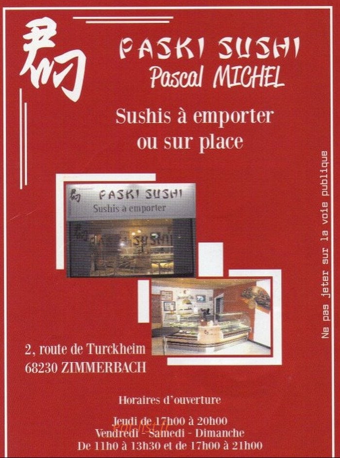 Paski Sushi — carte page 1