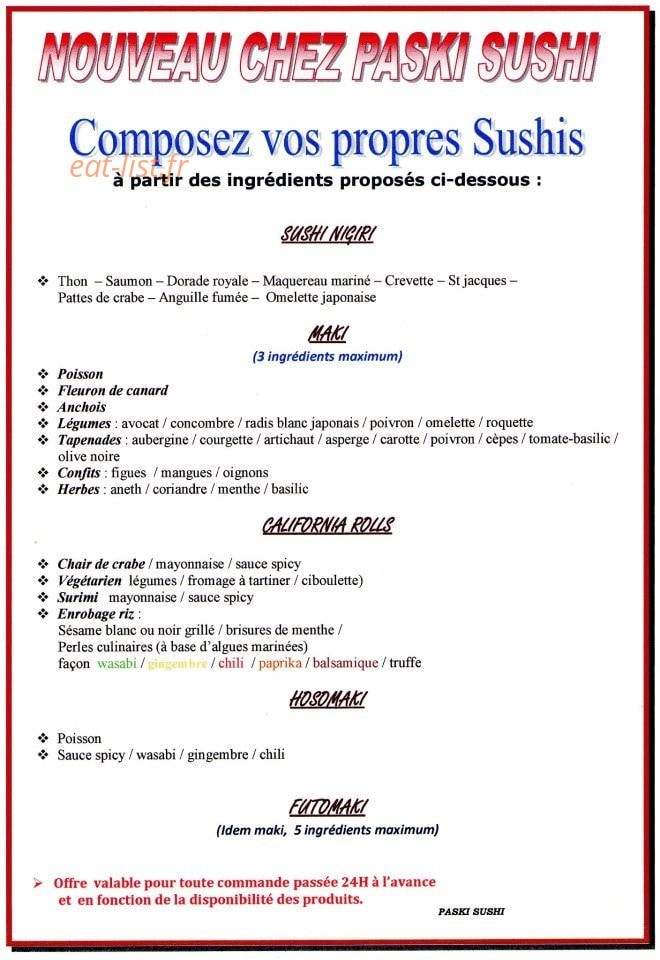 Paski Sushi — carte page 4