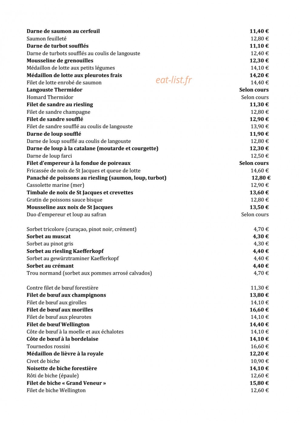 Auberge De La Cigogne — carte page 11