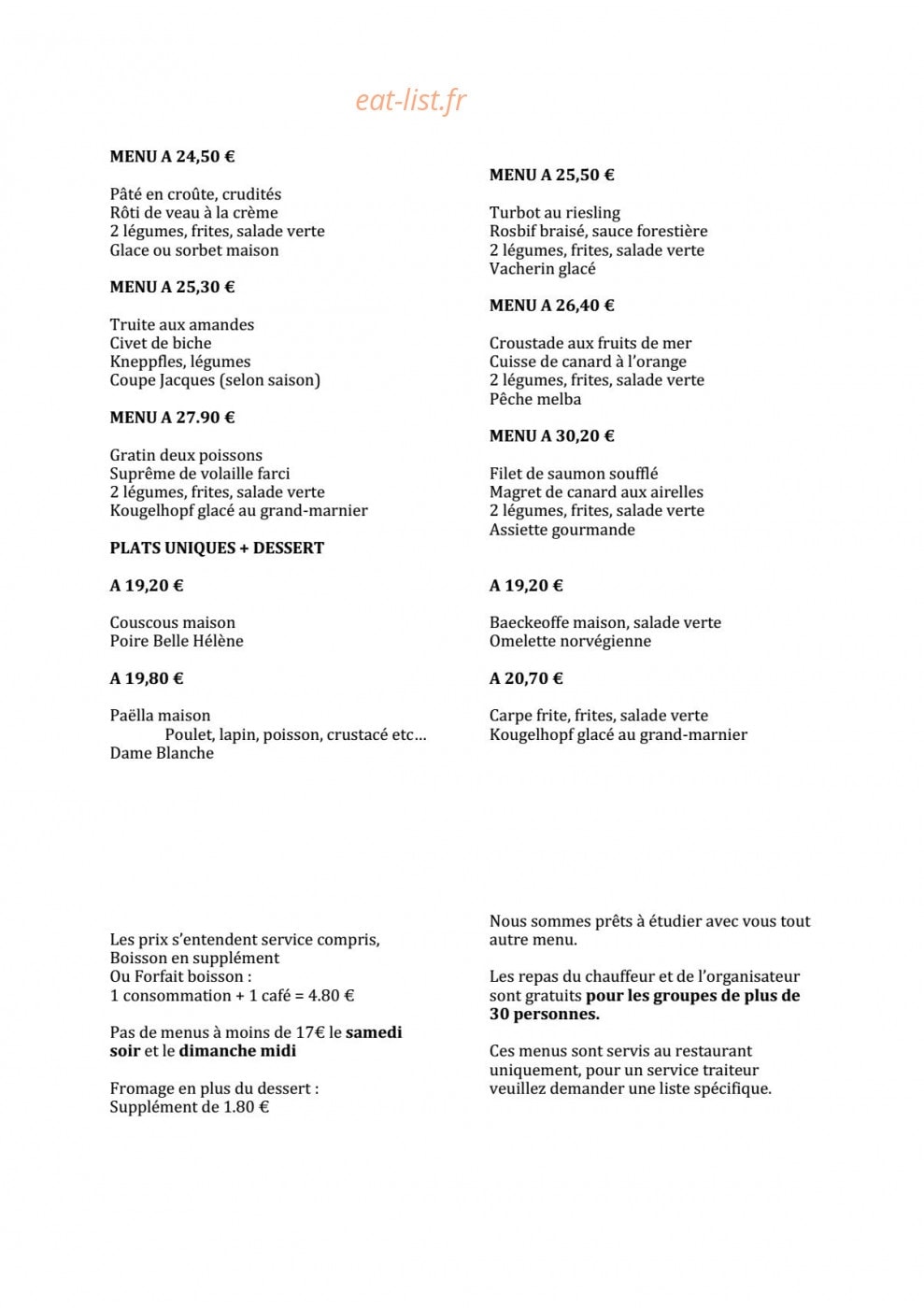 Auberge De La Cigogne — carte page 7