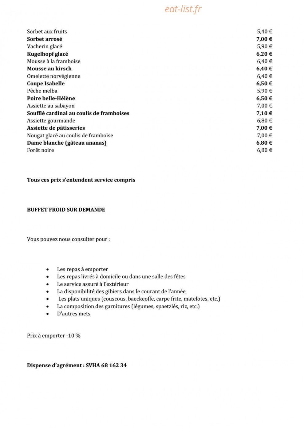 Auberge De La Cigogne — carte page 13
