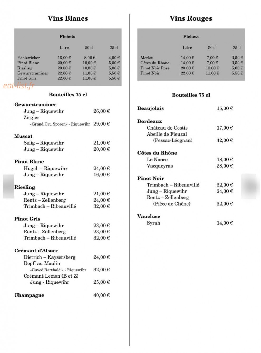 Auberge Saint Alexis — carte page 4