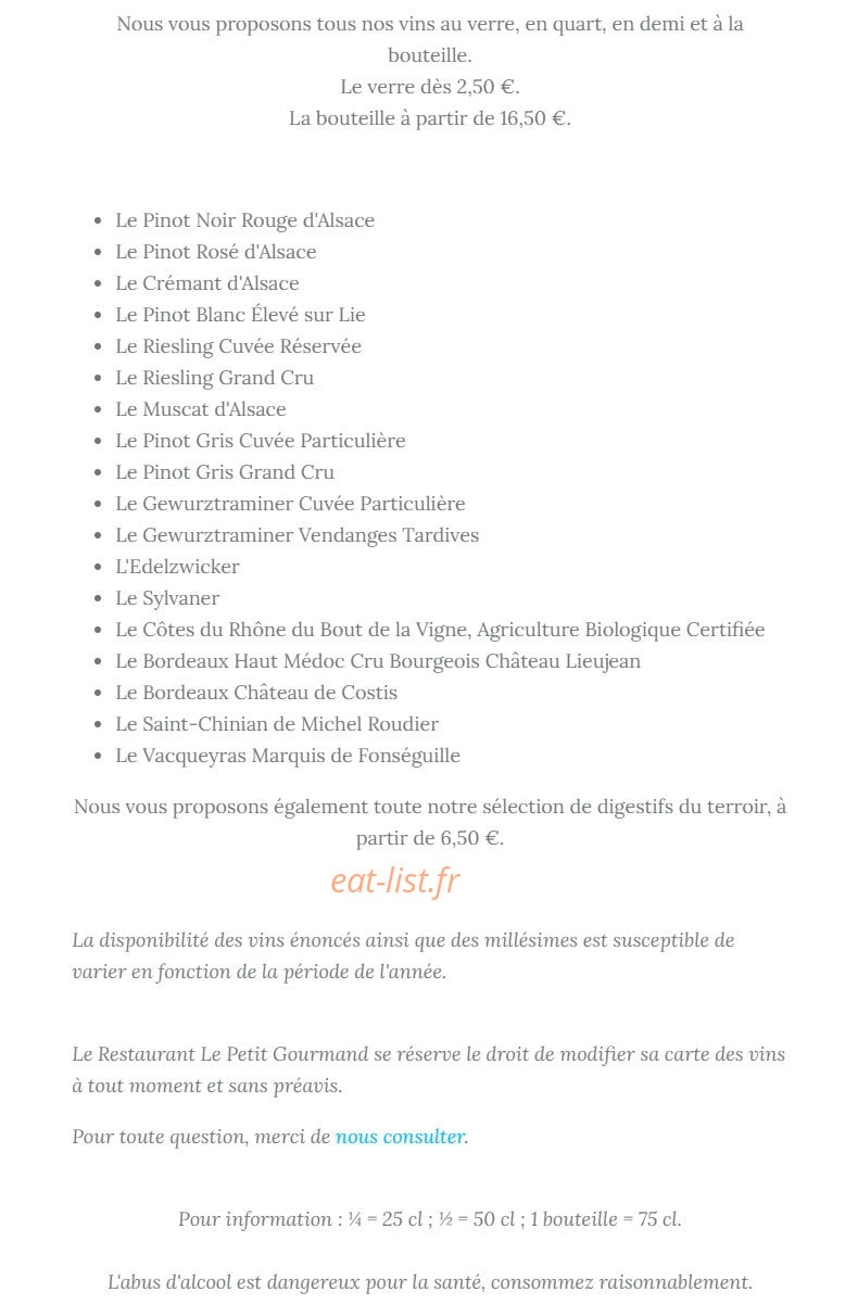 Le Petit Gourmand — carte page 7