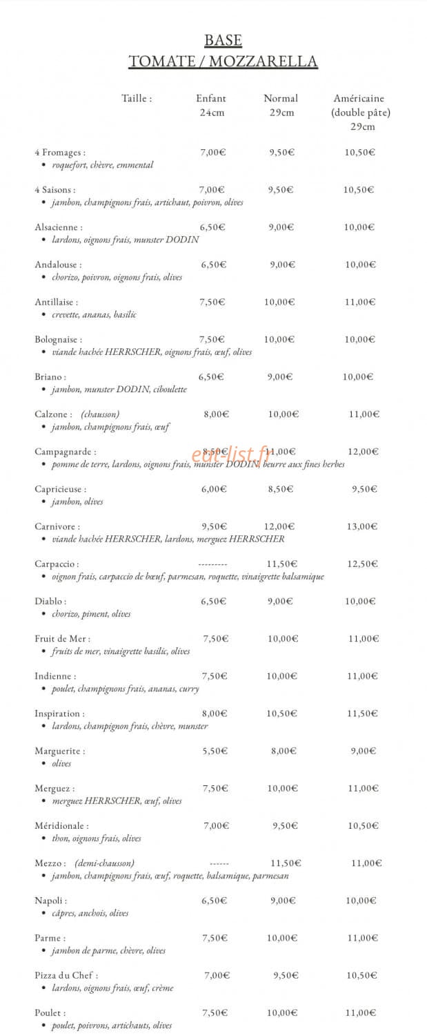 LP Lorenzo Pizza — carte page 2