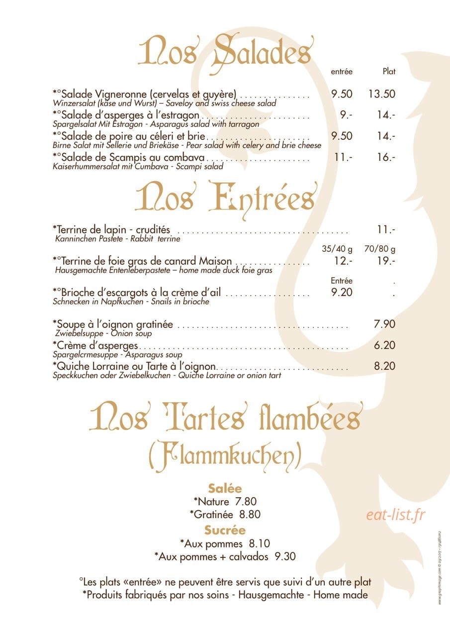 Restaurant au Lion d'Or — carte page 3