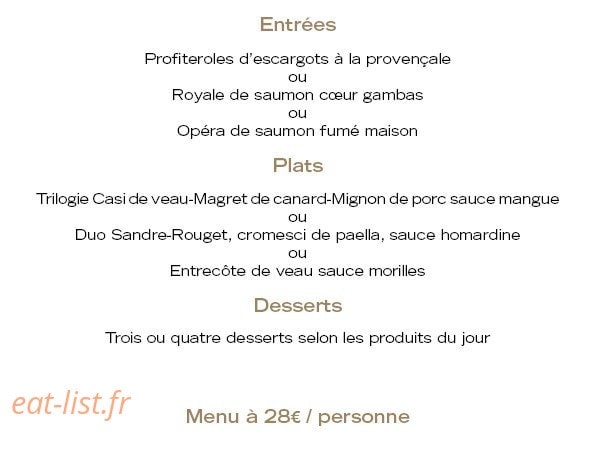 Restaurant du château — carte page 1
