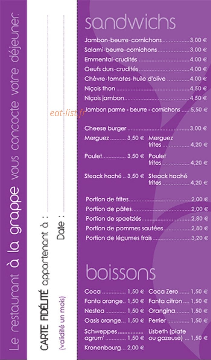 A La Grappe — carte page 11