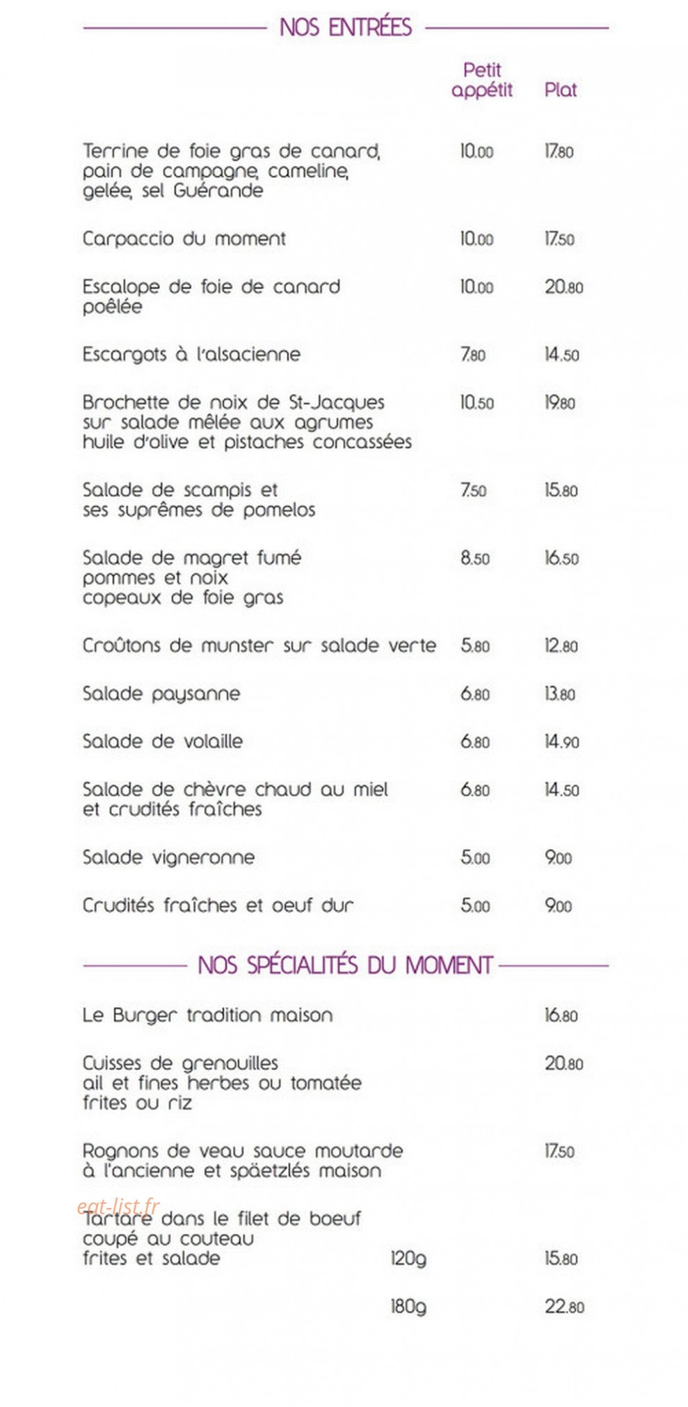 A La Grappe — carte page 6