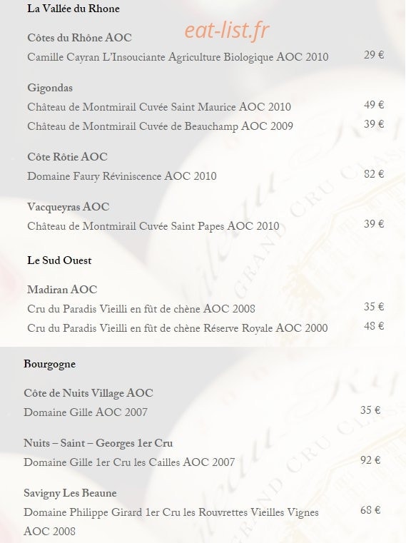 Aux Trois Colonnes — carte page 6