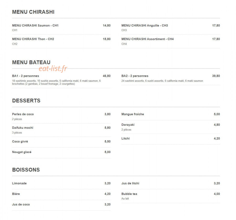 Zen Sushi — carte page 5