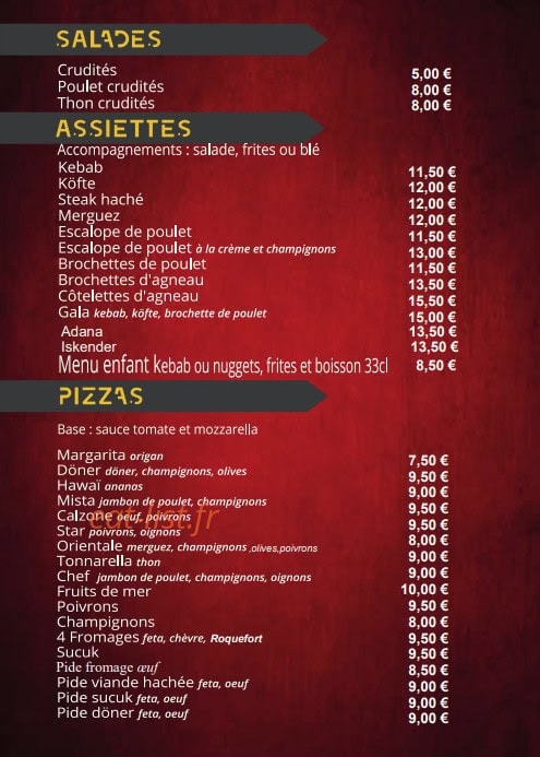 Gala Kebab — carte page 3