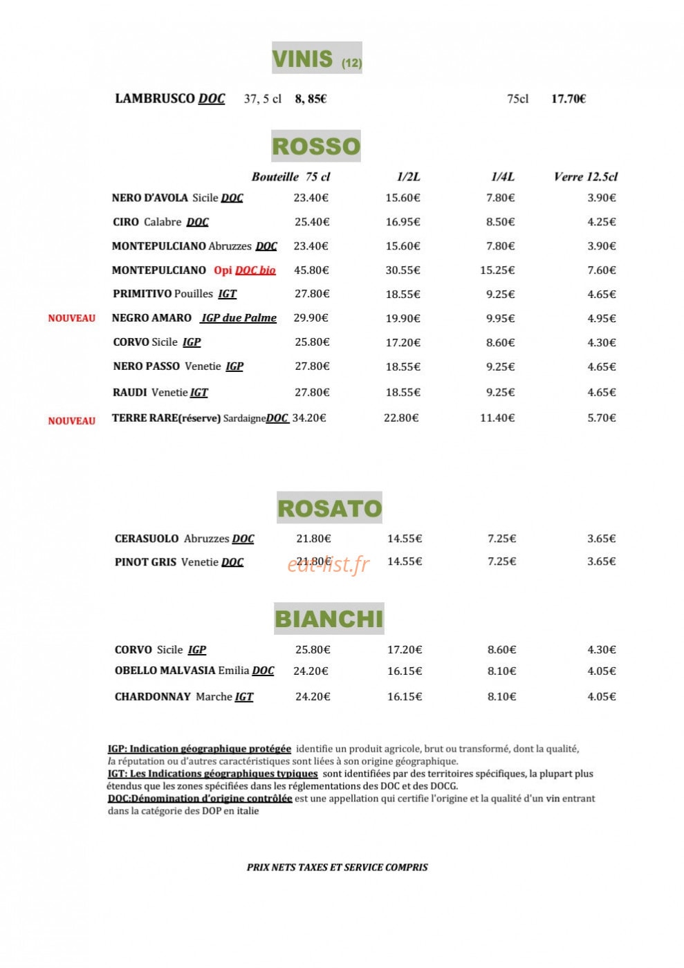 La Risotteria — carte page 2